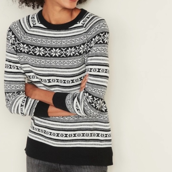 Old Navy Sweaters - Old Navy Black & White Far Isle Sweater Women’s Large NEW